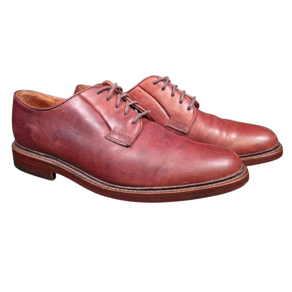 Vtg Frye Men's 9.5‎ D Brown Leather Lace Up Oxford Shoes Antiquated Brown Dress